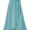 Solid Ruffle Hem Skirts, Elegant High Waist Tied Midi Skirts, Women's Clothing