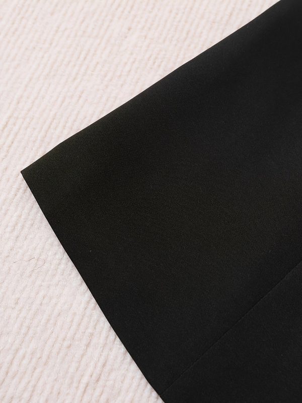 Elegant Office Pants Set, Belted Lapel Long Sleeve Slim Blazer & High Waist Straight Leg Loose Pants, Women's Clothing