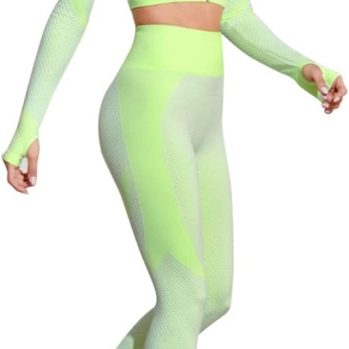 410HntQWEYL._AC_SL1200 Women's 3 Piece Outfits Tracksuit Workout Set Sports Bra High Waist Yoga Gym Leggings and Crop Top