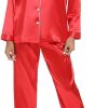 514hgOhzT9L._AC_SL1500 Women's Silk Satin Pajamas Set Long Sleeve Sleepwear Soft Pjs Set Two Piece Button Down Loungewear Pj Set