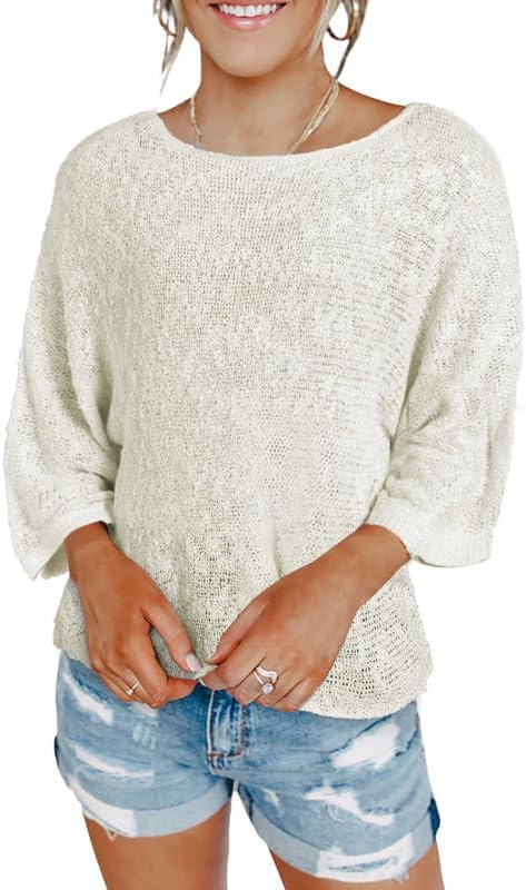 Womens 2024 Cute Spring Summer Color Block Striped Lightweight Comfy Cable Knit Beach Boho Clothes Pullover Sweaters