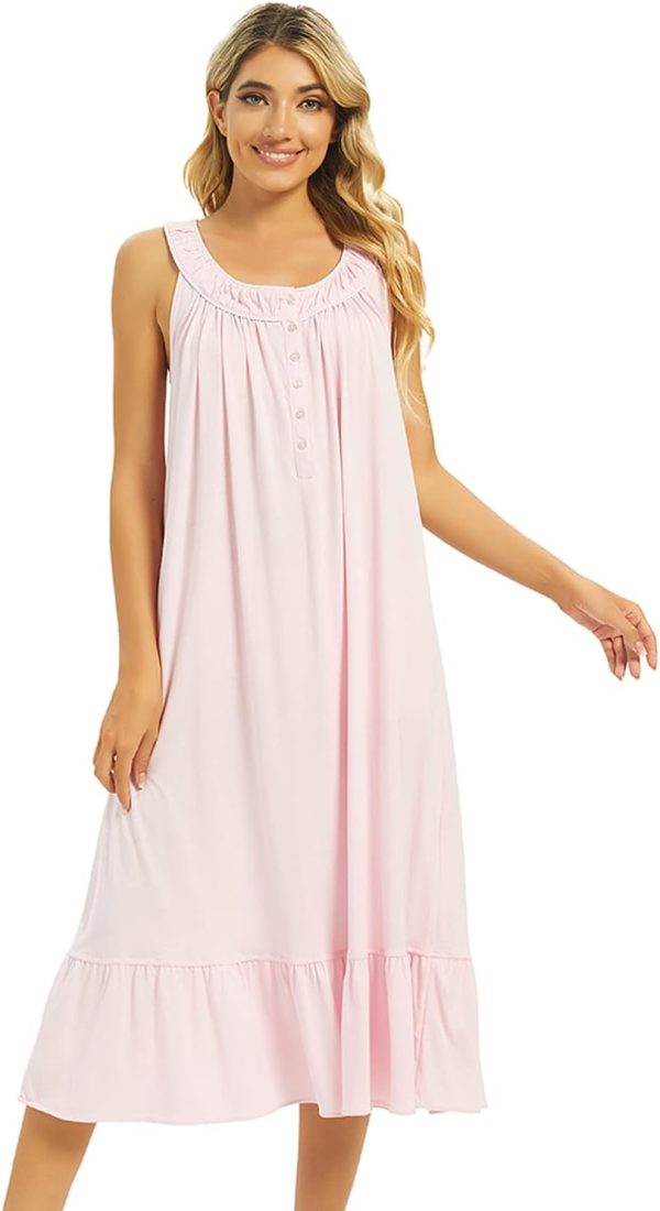 516o4rku-vL._AC_SL1500_08199a7c-f4e8-448f-b180-b69929f5227b Cotton Nightgown for Women Sleeveless Loungewear Comfy Soft Sleepwear Long Sleepdress Loose Full Length Nightdress