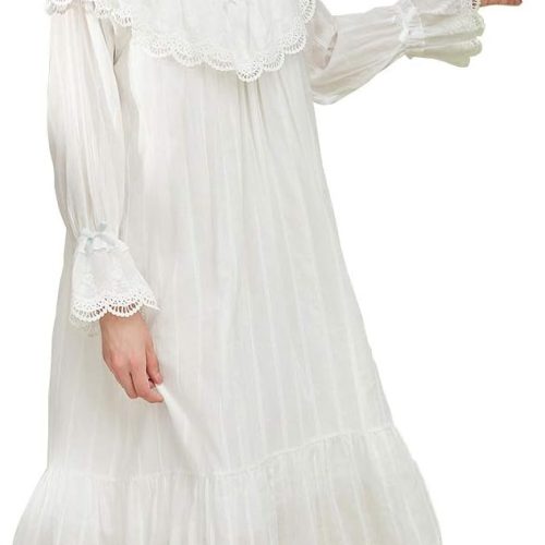 51JT9xb4ZSL._AC_SL1356 Cotton Nightgown for Women Vintage Palace Sleepwear