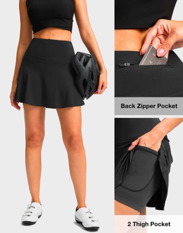 Women's Cycling Skirts 4D Padded Bike Shorts with Pockets High Waist Biking Skort for Road Mountain Bicycle Riding