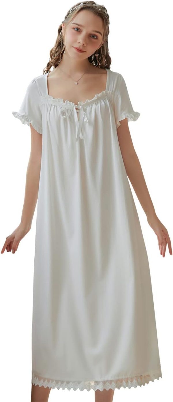 51_e-KfKssL._AC_SL1500 Women's Nightgowns Sleepshirts Lace Ruffle Princess Nightdress