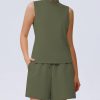 Women's Summer 2 Piece Outfits Mock Neck Tank Top High Waisted Shorts Lounge Sets 2024 Fashion Tracksuit