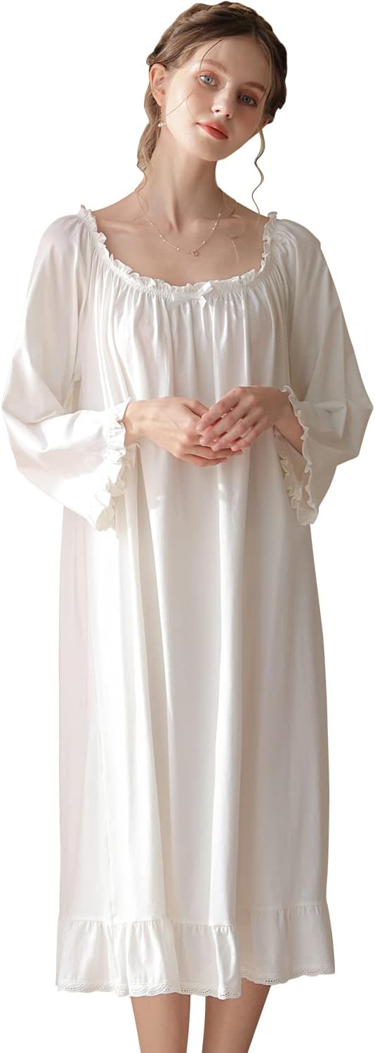 51b_A1lNeuL._AC_SL1500 Women's Nightgowns Sleepshirts Lace Ruffle Princess Nightdress