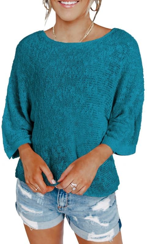 Womens 2024 Cute Spring Summer Color Block Striped Lightweight Comfy Cable Knit Beach Boho Clothes Pullover Sweaters