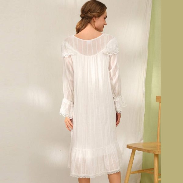 Cotton Nightgown for Women Vintage Palace Sleepwear