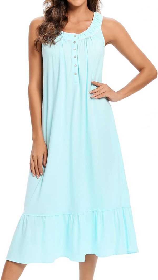 51y5Y3K0HTL._AC_SL1500_f2105f6c-e09b-418f-a17b-9f68d4c3dfa2 Cotton Nightgown for Women Sleeveless Loungewear Comfy Soft Sleepwear Long Sleepdress Loose Full Length Nightdress