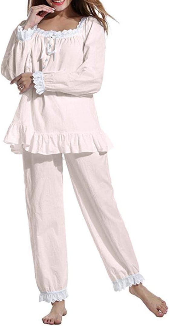 51y6iUH_iiL._AC_SL1088 Women Pajamas Set Cotton Long Sleeve Button Down Sleep Shirt Womens Loungewear Set Cotton Nightie