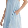 Womens Ruffle Nightgown Cotton Sleeveless Nightdress Soft Printed Night gown with Pockets