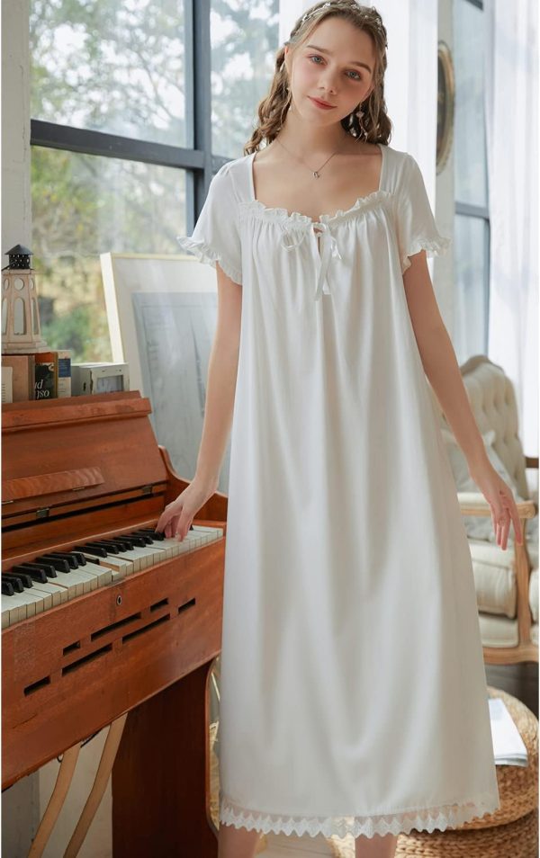 61-l2BWBnqL._AC_SL1500 Women's Nightgowns Sleepshirts Lace Ruffle Princess Nightdress