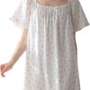 610lVcwQqGL._AC_SL1500 Women's Cotton Nightgowns Vintage Lightweight Gown Sets Short Sleeve Princess Nightdress
