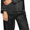 611PFrhoulL._AC_SL1500 Silk Satin Pajamas Set for Women 2 Piece Soft Long Sleeve Tops & Bottoms Sleepwear Pj Lounge Set S-XXL