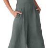612CR5FyK2L._AC_SL1500 ANRABESS Women's Summer Wide Leg Linen Jumpsuits Dressy V Neck Sleeveless Casual Pants Rompers 2024 Vacation Beach Outfits