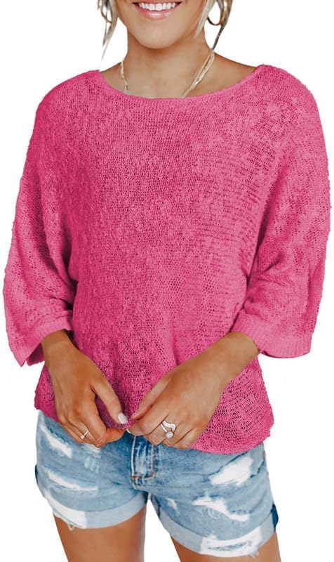 Womens 2024 Cute Spring Summer Color Block Striped Lightweight Comfy Cable Knit Beach Boho Clothes Pullover Sweaters