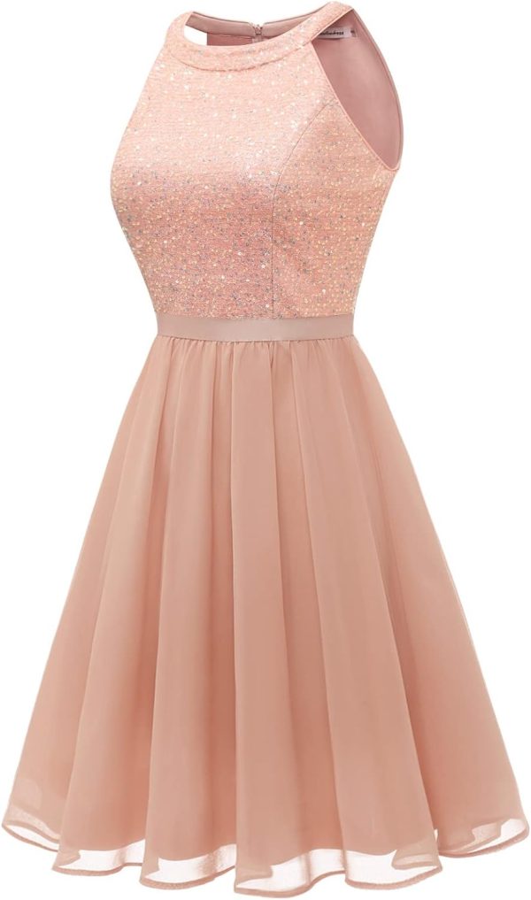 6142Vt-cm6L._AC_SL1500 Sequin Halter Prom Dress for Women Party Night Elegant Wedding Bridesmaid Dresses