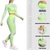 Women's 3 Piece Outfits Tracksuit Workout Set Sports Bra High Waist Yoga Gym Leggings and Crop Top