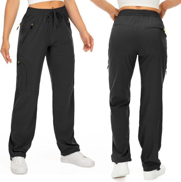 Womens Hiking Pants Quick Dry UPF 50 Travel Golf Pants Lightweight Camping Work Cargo Pants Zipper Pockets