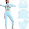 Women's 3 Piece Outfits Tracksuit Workout Set Sports Bra High Waist Yoga Gym Leggings and Crop Top