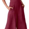 61ChqPExjrL._AC_SL1500 ANRABESS Women's Summer Wide Leg Linen Jumpsuits Dressy V Neck Sleeveless Casual Pants Rompers 2024 Vacation Beach Outfits
