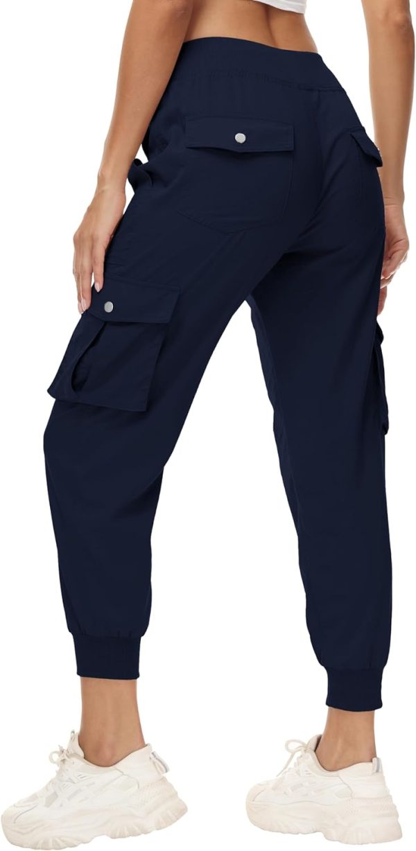61Fa4p4Gu4L._AC_SL1500 Women's Cargo Hiking Pants Quick Dry Lightweight Elastic Waist Button Pockets Joggers Athletic Sweatpants Travel Casual