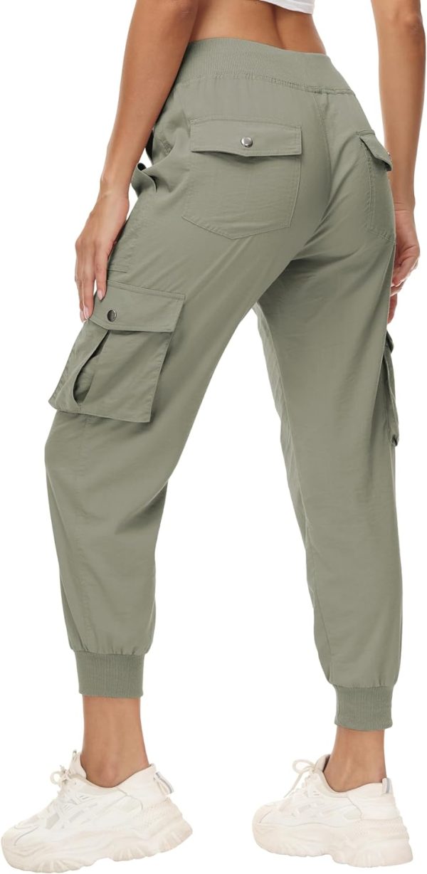 61Jrqt1Hm0L._AC_SL1500 Women's Cargo Hiking Pants Quick Dry Lightweight Elastic Waist Button Pockets Joggers Athletic Sweatpants Travel Casual