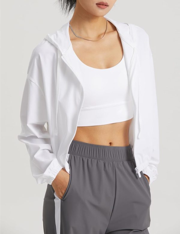 61O-ZHZLQGL._AC_UL1500 Women's UPF 50+ UV Sun Protection Cropped Jackets Athletic Running Workout Shirts Zip Up Hoodie Outdoor Jackets