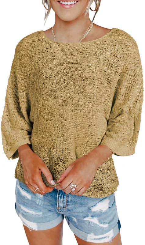 Womens 2024 Cute Spring Summer Color Block Striped Lightweight Comfy Cable Knit Beach Boho Clothes Pullover Sweaters