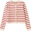 61Pyn4bt3lL._AC_SL1332 Women's Lightweight Striped Loose Sweater Polo V Neck Knitted Lapel Shirt Casual Color Block Top with Cream Background