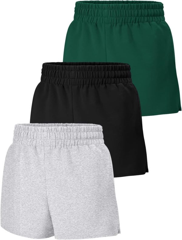 3 Pack Womens Sweat Shorts Casual Lounge Cotton Shorts Trendy Summer Running High Waisted Athletic Shorts