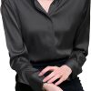 Women's Satin Blouse Fashion Long Sleeve Satin Silk Shirt Work Office Top Casual Shirt