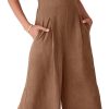 61WI6Lnv32L._AC_SL1500 ANRABESS Women's Summer Wide Leg Linen Jumpsuits Dressy V Neck Sleeveless Casual Pants Rompers 2024 Vacation Beach Outfits