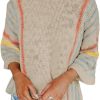 Womens 2024 Cute Spring Summer Color Block Striped Lightweight Comfy Cable Knit Beach Boho Clothes Pullover Sweaters