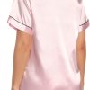 Womens Silk Satin Pajamas Set Button Down Pj Sets Short Sleeve Sleepwear Set S-XXl