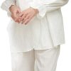 61dKTOPjRjL._AC_SL1500 Women Pajamas Set Cotton Long Sleeve Button Down Sleep Shirt Womens Loungewear Set Cotton Nightie