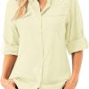 Womens UPF 50+ UV Sun Protection Safari Shirts Long Sleeve Outdoor Cool Quick Dry Fishing Hiking Gardening Shirts