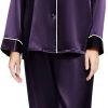 Women's Satin Pajamas Set Long Sleeve Button Down Shirt With Long Pant Sleepwear