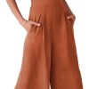 61mYYcY1T4L._AC_SL1500 ANRABESS Women's Summer Wide Leg Linen Jumpsuits Dressy V Neck Sleeveless Casual Pants Rompers 2024 Vacation Beach Outfits