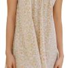 Womens Ruffle Nightgown Cotton Sleeveless Nightdress Soft Printed Night gown with Pockets