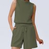 Women's Summer 2 Piece Outfits Mock Neck Tank Top High Waisted Shorts Lounge Sets 2024 Fashion Tracksuit