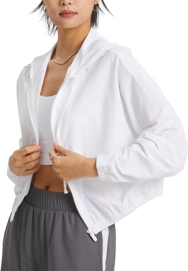 61qhkDrTvxL._AC_UL1500 Women's UPF 50+ UV Sun Protection Cropped Jackets Athletic Running Workout Shirts Zip Up Hoodie Outdoor Jackets