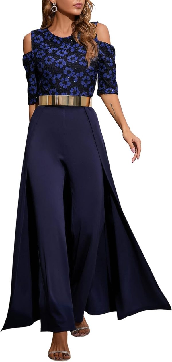 61u4MAKNPCL._AC_SL1500 Patchwork Overlay Embellished Plain Women's Jumpsuit High-Waist Woman Romper