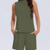 Women's Summer 2 Piece Outfits Mock Neck Tank Top High Waisted Shorts Lounge Sets 2024 Fashion Tracksuit