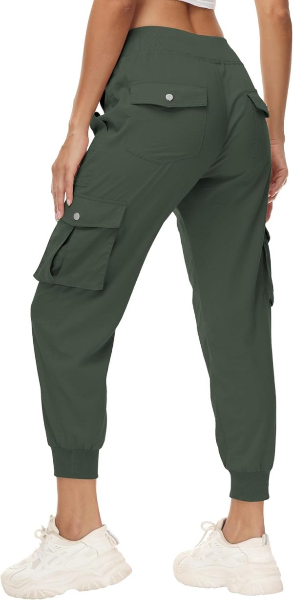 61x8KTb6sqL._AC_SL1500 Women's Cargo Hiking Pants Quick Dry Lightweight Elastic Waist Button Pockets Joggers Athletic Sweatpants Travel Casual