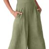 61xtItSze9L._AC_SL1500 ANRABESS Women's Summer Wide Leg Linen Jumpsuits Dressy V Neck Sleeveless Casual Pants Rompers 2024 Vacation Beach Outfits