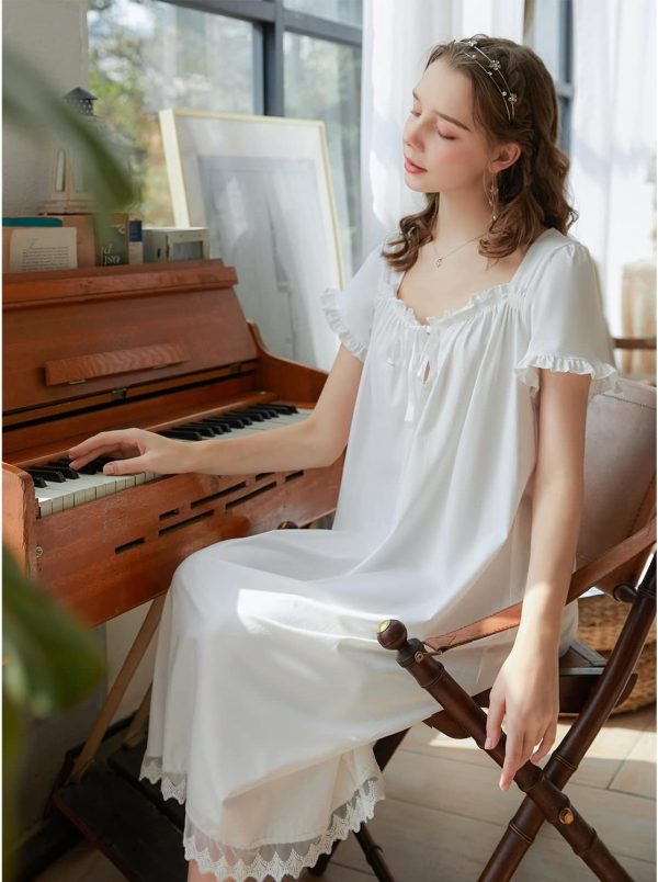 711uyHo5JEL._AC_SL1500 Women's Nightgowns Sleepshirts Lace Ruffle Princess Nightdress