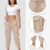 7142iEI5e-L._AC_SL1500 Women's Cargo Hiking Pants Quick Dry Lightweight Elastic Waist Button Pockets Joggers Athletic Sweatpants Travel Casual
