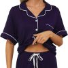 Womens Pajama Sets Short Sleeve Sleepwear Soft Button Down Nightwear Lounge Pj Set XS-XXL